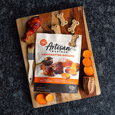 Artisan Inspired BBQ Chicken and Sweet Potato dog biscuits
