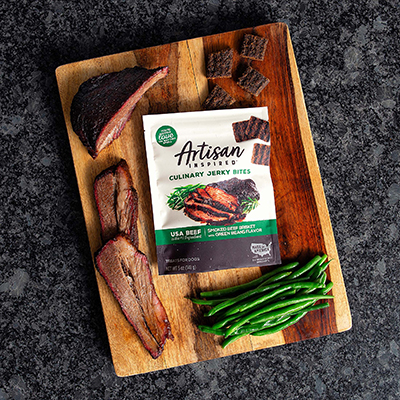 Artisan Inspired Smoked Beef Brisket with Green Beans dog jerky