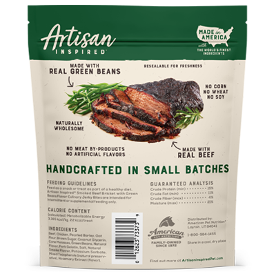 Artisan Inspired Smoked Beef Brisket with Green Beans flavor jerky back